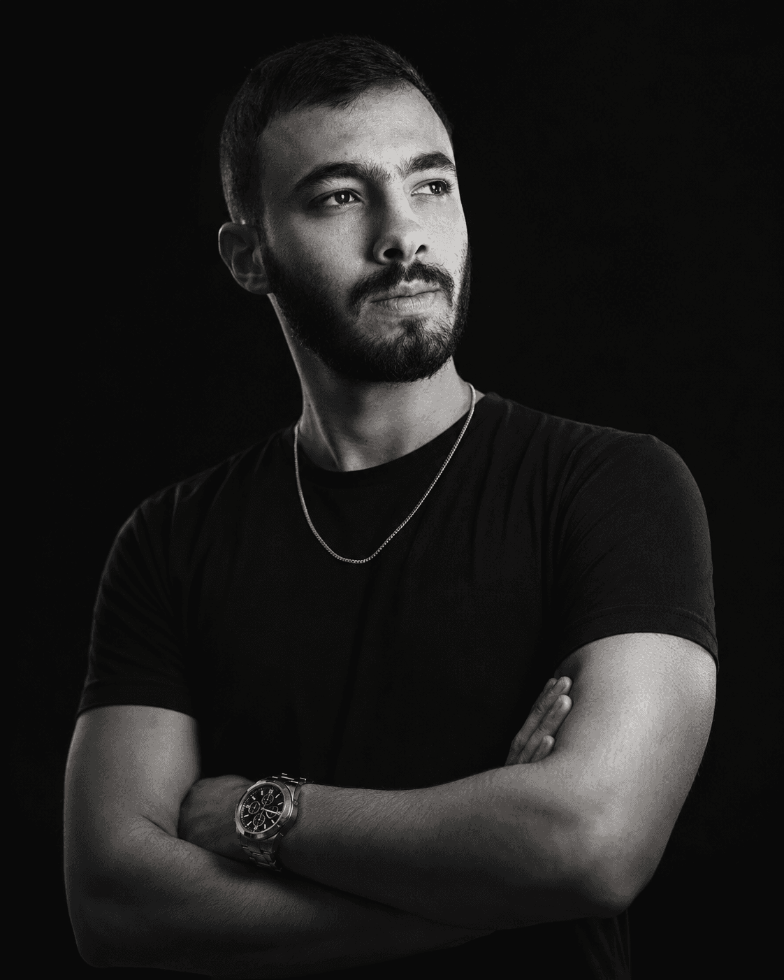 Alaa Taifour — seated editorial portrait